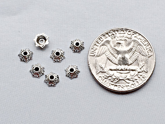 100 pc 5mm Bead Cap Antique Silver, 5mm Bali Style bead Cap BULK Wholesale - PBF213 - BeadPrism