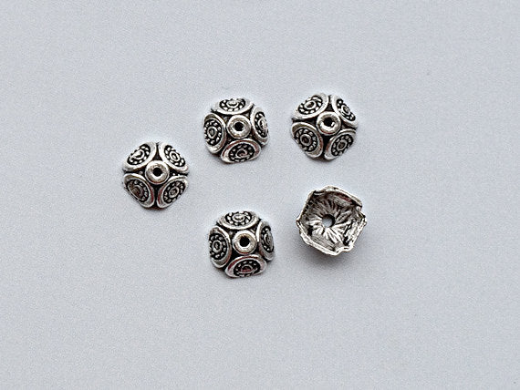 50 pc Square Bead Cap Pewter 9 mm Antique Silver, 1.2mm Hole BULK Wholesale - PBF206 - BeadPrism