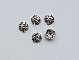 50 pc Square Bead Cap Pewter 9 mm Antique Silver, 1.2mm Hole BULK Wholesale - PBF206 - BeadPrism