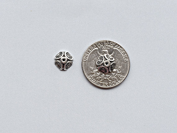 50 pc Square Bead Cap Pewter 9 mm Antique Silver, 1.2mm Hole BULK Wholesale - PBF206 - BeadPrism