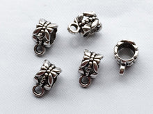 Load image into Gallery viewer, 20 pc Floral Pewter Bail Pattern 6 mm Antique Silver, 5mm Hole, large hole bail Silver BULK - PBF184 - BeadPrism