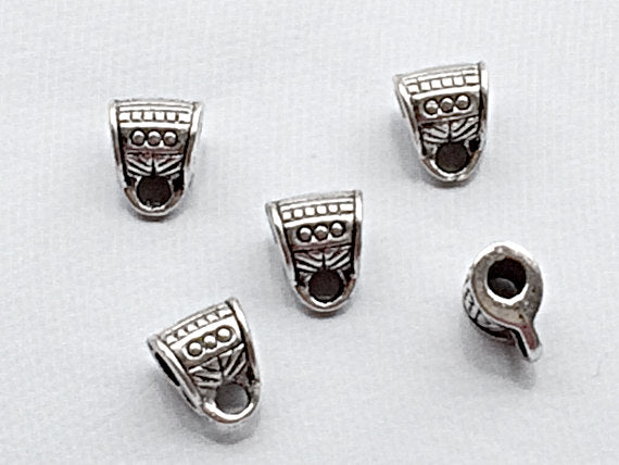 40 pc Bail 6 mm Antique Silver  2.5mm Hole, Large Hole Silver Bail 6mm, BULK Wholesale - PBF187 - BeadPrism