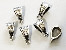 Load image into Gallery viewer, 25 pc Bail Silver 11x7.5mm Antique Silver bails, large hole bails, jewelry findings Pewter - PBF094 - BeadPrism