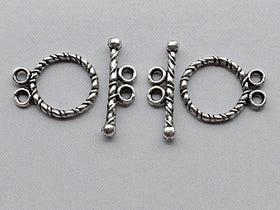 10 sets  2 Strand Toggle  Clasps, Antique Silver Tone Pewter, Wholesale - PBF101 - BeadPrism