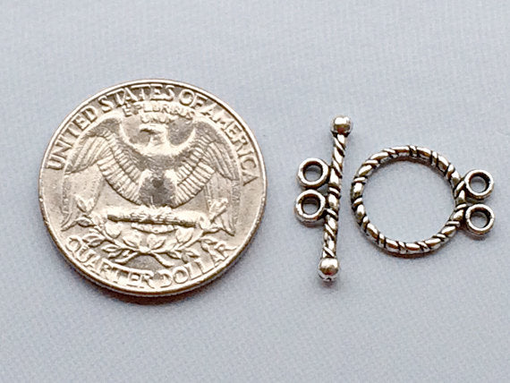 10 sets  2 Strand Toggle  Clasps, Antique Silver Tone Pewter, Wholesale - PBF101 - BeadPrism