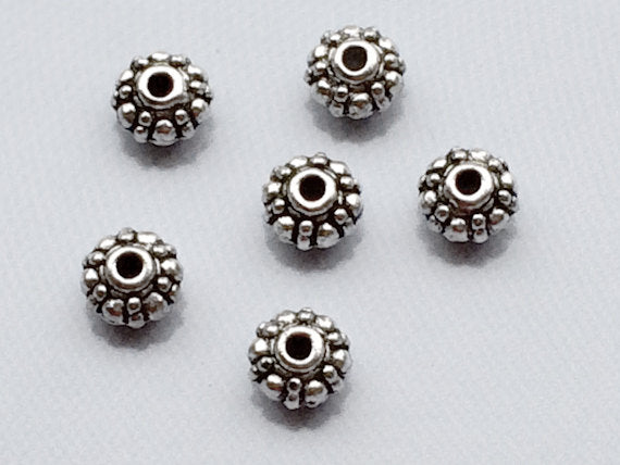 40 pc Spacer Bead Pewter 7mm Antique Silver BULK Wholesale - PBF083 - BeadPrism