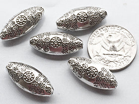 2pc Large Bead Pewter 25.5mm Silver BULK Wholesale - PBF067-2 - BeadPrism