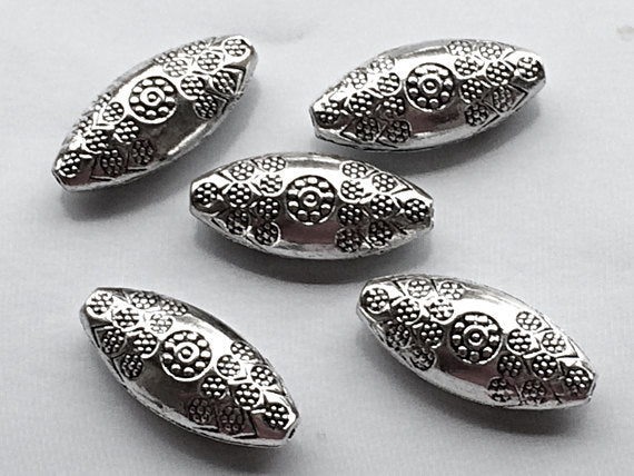 2pc Large Bead Pewter 25.5mm Silver BULK Wholesale - PBF067-2 - BeadPrism