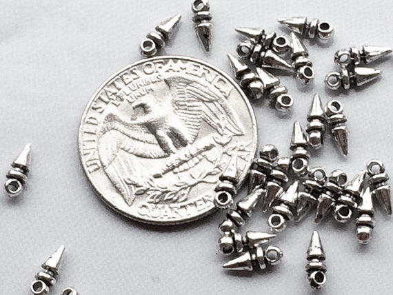 100 pc Top Drilled Bead Pewter 8mm Antique Silver BULK Wholesale - PBF068 - BeadPrism