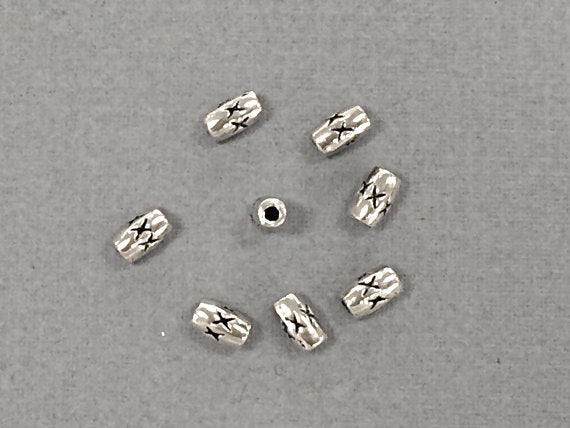 100 Pc 5mm Bali Style Tube Beads 5x3 mm Antique Silver Tone Pewter beads, Wholesale - PBF247 - BeadPrism