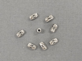 100 Pc 5mm Bali Style Tube Beads 5x3 mm Antique Silver Tone Pewter beads, Wholesale - PBF247 - BeadPrism