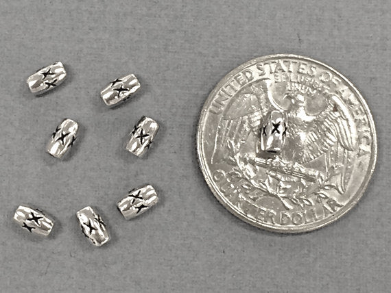 100 Pc 5mm Bali Style Tube Beads 5x3 mm Antique Silver Tone Pewter beads, Wholesale - PBF247 - BeadPrism
