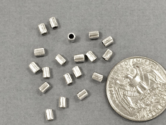 100 Pc 4mm Tube Beads, 1.8mm Hole  Pewter 4x3 mm Antique Silver BULK Wholesale - PBF241 - BeadPrism