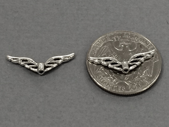 50 Pc Small Wing Beads Pewter 22 mm Antique Silver BULK Wholesale - PBF239 - BeadPrism