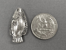5 Pc Fish Beads Pewter 31 mm Antique Silver BULK Wholesale - PBF236 - BeadPrism