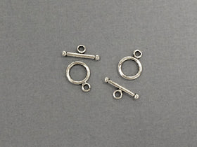 4 pc Small Toggle Clasp Plain Pewter Antique Silver BULK Wholesale - PBF165-4 - BeadPrism