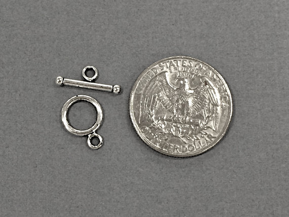 4 pc Small Toggle Clasp Plain Pewter Antique Silver BULK Wholesale - PBF165-4 - BeadPrism