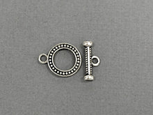 Load image into Gallery viewer, 15 pc Textured Toggle Clasp Pewter Antique Silver BULK Wholesale - PBF167 - BeadPrism