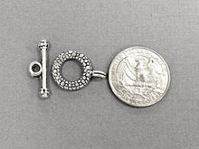 Load image into Gallery viewer, 10 pc Textured Toggle Clasp Pewter Antique Silver BULK Wholesale - PBF177 - BeadPrism