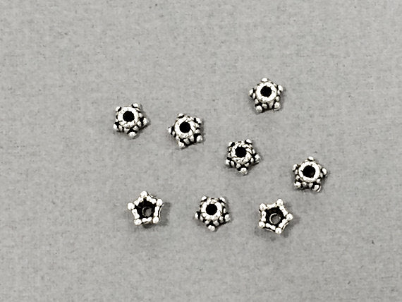 100 pc Small Bead Cap Pewter 5mm Antique Silver BULK Wholesale - PBF136 - BeadPrism