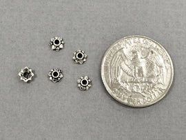100 pc Small Bead Cap Pewter 5mm Antique Silver BULK Wholesale - PBF138 - BeadPrism