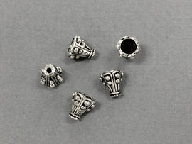 30 pc Antique Silver Finish pewter Bali Style Cone Bead Caps, 9.5 mm, Wholesale - PBF139 - BeadPrism