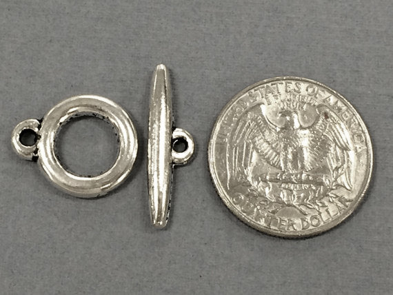 10 pc Toggle Clasp Plain Pewter Antique Silver BULK Wholesale - PBF156 - BeadPrism