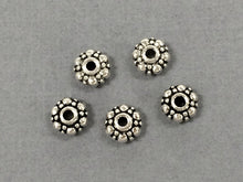Load image into Gallery viewer, 30 Pc Daisy Beads Pewter 8.5 mm Antique Silver BULK Wholesale - PBF133 - BeadPrism
