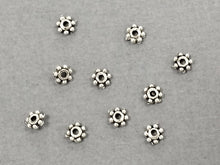 Load image into Gallery viewer, 100 Pc Daisy Beads Pewter 4.5 mm Antique Silver BULK Wholesale - PBF132 - BeadPrism