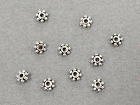 100 Pc Daisy Beads Pewter 4.5 mm Antique Silver BULK Wholesale - PBF132 - BeadPrism