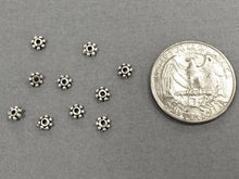 Load image into Gallery viewer, 100 Pc Daisy Beads Pewter 4.5 mm Antique Silver BULK Wholesale - PBF132 - BeadPrism