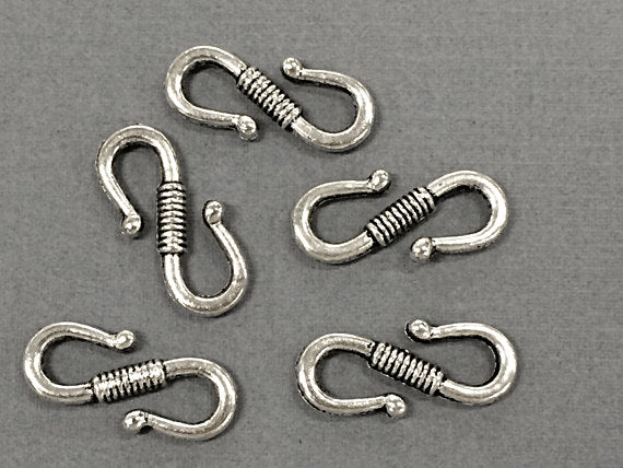 10 pc Pewter S Hook 24 mm Antique Silver BULK Wholesale - PBF107 - BeadPrism