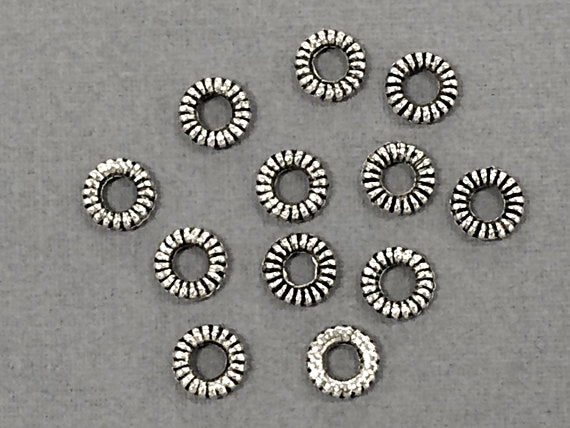 100 pc Spacer Bead Halo Coil Pewter 6.5 mm Antique Silver BULK Wholesale - PBF110 - BeadPrism