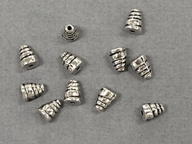 50 pc 6mm Silver Spacers, 6mm silver cone beads, Karen Silver styles, 6mm cone beads - PBF111 - BeadPrism