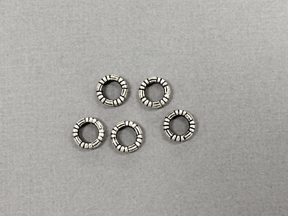 25 Pc 10mm Round Bead Connectors, Frames Pewter 10.5 mm Antique Silver rings BULK Wholesale - PBF119 - BeadPrism