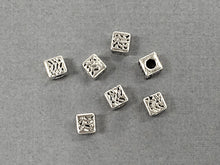 Load image into Gallery viewer, 50pc 4.5mm Square Spacer Beads 2.2mm Hole Antique Silver finish Pewter Block Beads -PBF122 - BeadPrism