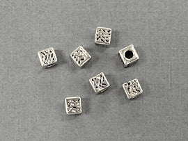 50pc 4.5mm Square Spacer Beads 2.2mm Hole Antique Silver finish Pewter Block Beads -PBF122 - BeadPrism