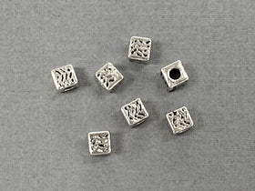 50pc 4.5mm Square Spacer Beads 2.2mm Hole Antique Silver finish Pewter Block Beads -PBF122 - BeadPrism