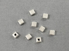 Load image into Gallery viewer, 50 pc 3.5mm Square Bead Plain Pewter, Antique Silver Square Beads, 3.5mm cube beads - PBF123 - BeadPrism