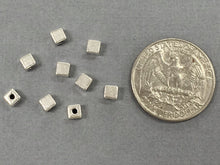 Load image into Gallery viewer, 50 pc 3.5mm Square Bead Plain Pewter, Antique Silver Square Beads, 3.5mm cube beads - PBF123 - BeadPrism