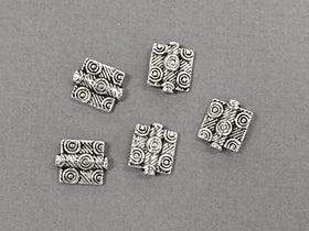20 Pc Pewter Rectangle Beads 12 mm Antique Silver BULK Wholesale - PBF251 - BeadPrism