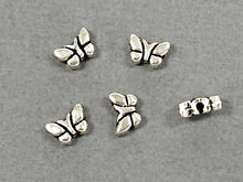 Load image into Gallery viewer, 75 Pc Butterfly Beads Pewter 5 mm Antique Silver BULK Wholesale - PBF245 - BeadPrism