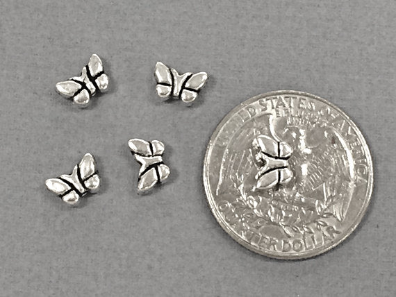 75 Pc Butterfly Beads Pewter 5 mm Antique Silver BULK Wholesale - PBF245 - BeadPrism