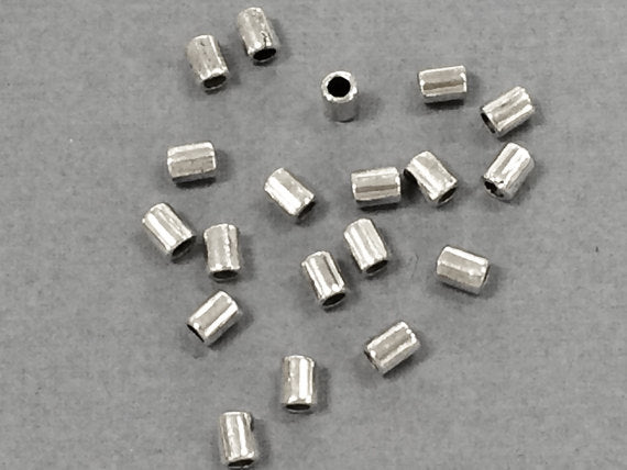 100 Pc 4mm Tube Beads, 1.8mm Hole  Pewter 4x3 mm Antique Silver BULK Wholesale - PBF241 - BeadPrism