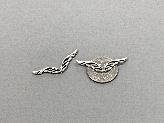 20 Pc Large Wing Beads Pewter 40 mm Antique Silver, silver wing beads, angel wings,  - PBF238 - BeadPrism