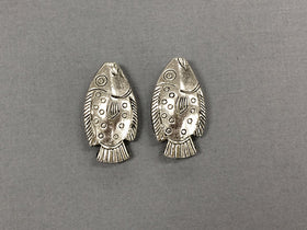 5 Pc Fish Beads Pewter 31 mm Antique Silver BULK Wholesale - PBF235 - BeadPrism