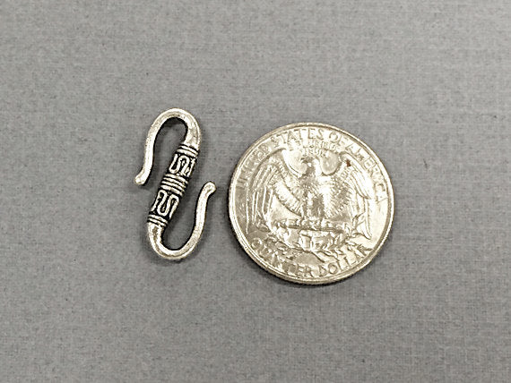 10 pc Pewter S Hook 23 mm Antique Silver BULK Wholesale - PBF168 - BeadPrism