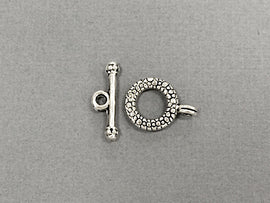 10 pc Textured Toggle Clasp Pewter Antique Silver BULK Wholesale - PBF177 - BeadPrism
