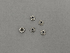 100 pc Small Bead Cap Pewter 5mm Antique Silver BULK Wholesale - PBF138 - BeadPrism
