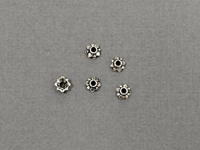 100 pc Small Bead Cap Pewter 5mm Antique Silver BULK Wholesale - PBF138 - BeadPrism